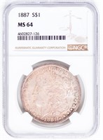 Coin 1887 Morgan Silver Dollar NGC MS64