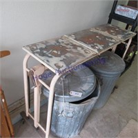ADJUSTABLE TABLE ON WHEELS-APPROX 33"TX4'WX13"D