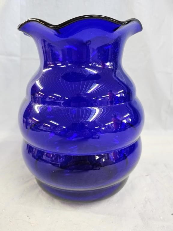 Imperial Cobalt Blue Glass Beehive Vase