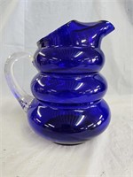 Imperial Cobalt Blue Glass Beehive Pitcher