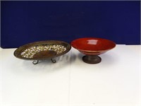 (1) Party Lite Ceramic Serving Bowl & (1) Metal +