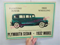 modern "1932 plymouth sedan" metal-tin sign