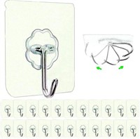 12 Pack Transparent Adhesive Hooks