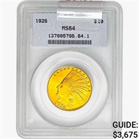1926 $10 Gold Eagle TCGS MS64