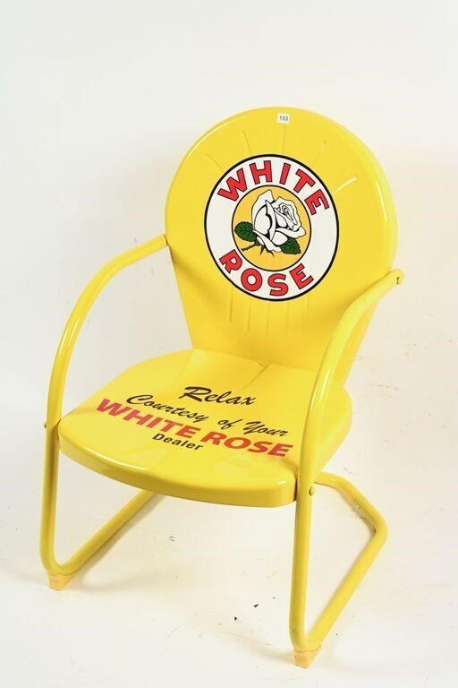 VINTAGE METAL PATIO CHAIR - RESTORED WHITE ROSE