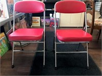 Chrome & Red Folding Chairs X2
