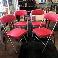 Chrome & Red Folding Chairs X4 (b)