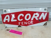 Porcelain Alcorn Fence sign 4.5x12