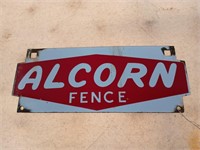 Porcelain Alcorn Fence sign 4.5x12