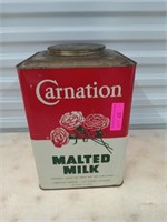 Carnation malted milk tin 14x9x9