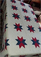 ANTIQUE HANDSTITCHED QUILT-STAINS