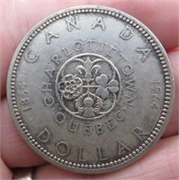 1964 Canada Silver Dollar Quebec One Old Coin