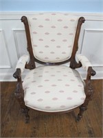 VICTORIAN UPHOL SIDE CHAIR  W/ ARMS  H38