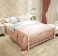 $140  Metal Bed Frame Queen Size (White)