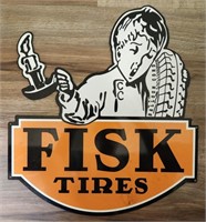 Heavy Metak Fisk Tires Advertising Sign. Measures