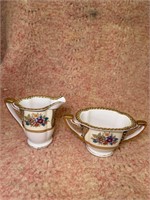 Noritake Creamer and Sugar Handpainted