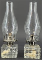 2 Antique Lamp Light Cube Oil Lamps