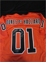 RARE DUKES OF HAZZARD CAST SIGNED JERSEY BAS