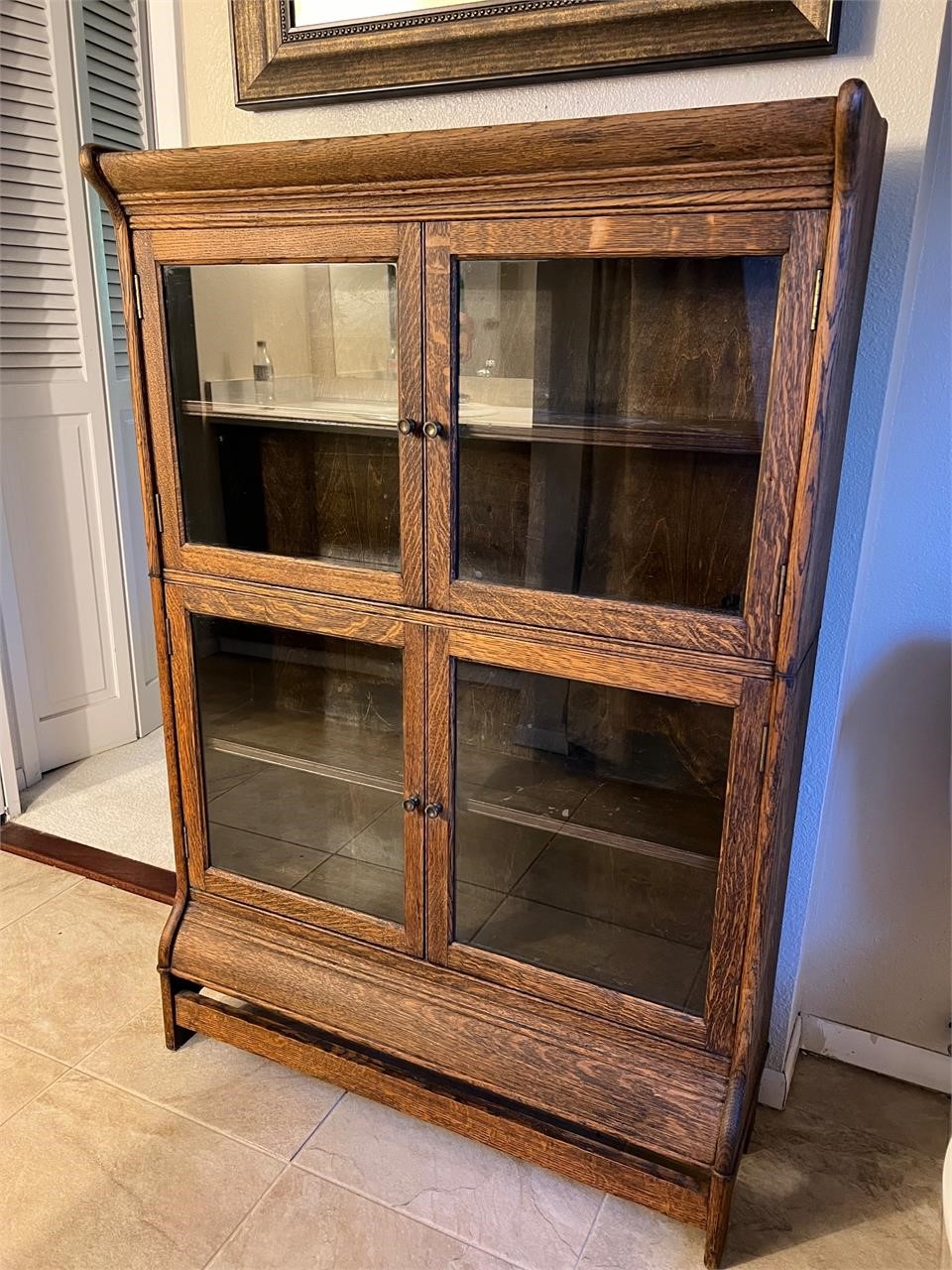 Antique stacking bookcase with glass insert doors