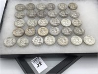 Collection of 31-1958 Ben Franklin Half Dollars