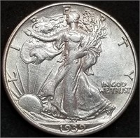 1939-D Walking Liberty Silver Half Dollar Nice