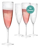 Walee Koky Plastic Champagne Flutes, 96 PCS Clear