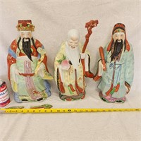 3 Vintage Asian Chinese Immortals Deity Scholars