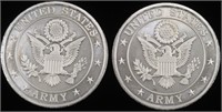 (2) 1 OZ .999 SILVER US ARMY ROUNDS