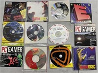 12 vintage PC games, samplers, etc, various
