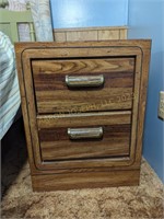 Vintage Mid Century Wood 2 Drawer Nightstand