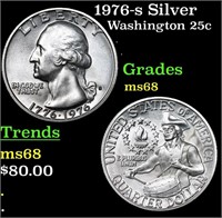 1976-s Silver Washington Quarter 25c Grades GEM+++