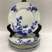 7 Flow Blue Plates, Duchess