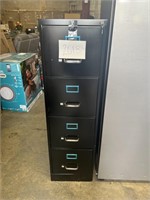 4 Drawer black metal file cabinet- dented