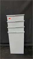 4 Plastic 9x9x13” Grey Bins w/ Handles