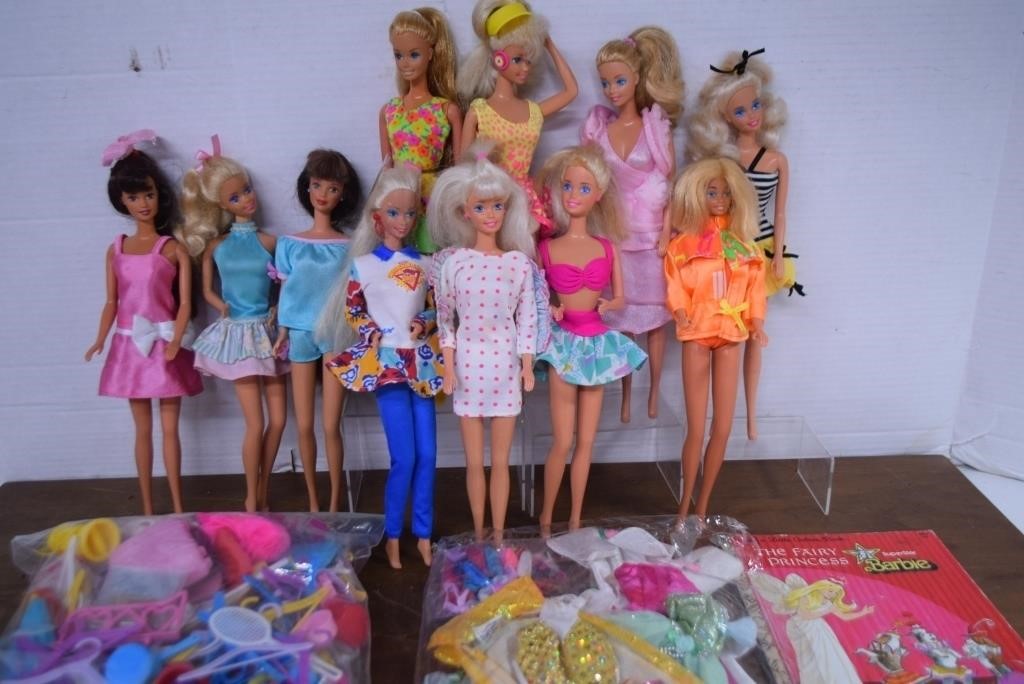 Large Lot Of Vtg. Barbie Dolls 1970-93, w/ Tagged
