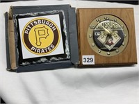 PIRATES TRIVET AND BATTERY OPER CLOCK