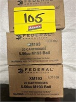 (3) BOXES OF FEDERAL AMMUNITION XM193 5.56MM M193