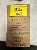 (3) BOXES OF FEDERAL AMMUNITION XM193 5.56MM M193