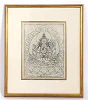 Thangka Print, Ink on Paper, 19th Century