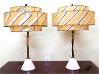 Pair MCM lamps w/ 3 tier shades