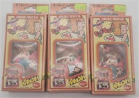 (J) 3 Dechonpa anime watches in boxes, box