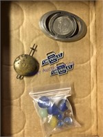 EISENHAUER DOLLAR BELT BUCKLE, CHEVY KEY FOBS,