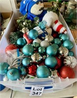 Large Lot of Christmas Ornaments in Storage Tote