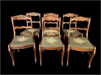 6 MAHOGANY ROSE CARVED CHAIRS