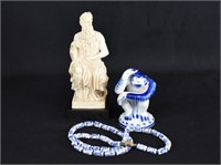 Mose, Blue & White Monkey, Beaded Necklace