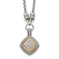 Sterling Silver 14 Kt Accent Diamond Necklace