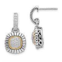 Sterling Silver 14K Accent Diamond Dangle Earrings
