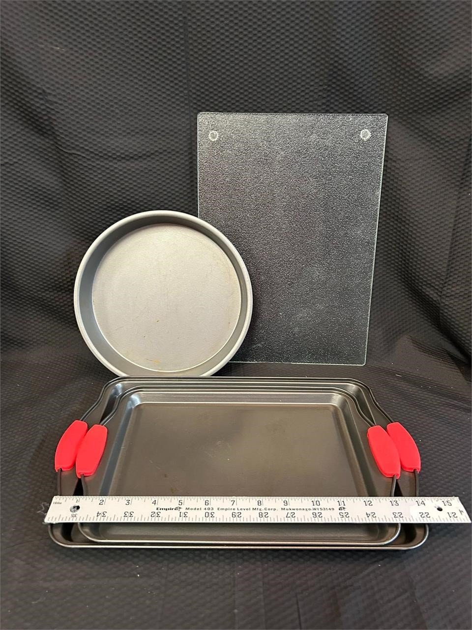 Lot of Baking Pans and Cutting Board