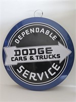 16 INCH METAL DODGE SERVICE BUTTON SIGN