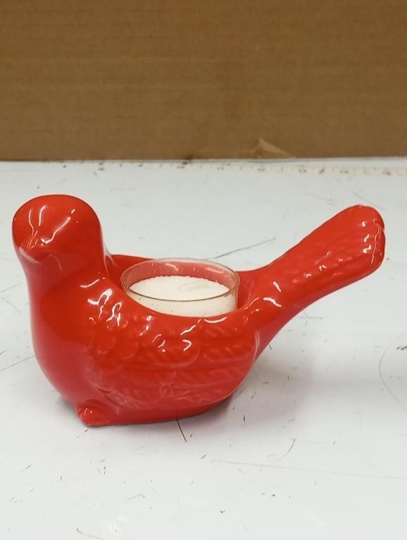 Ceramic Red Bird Candle Holder